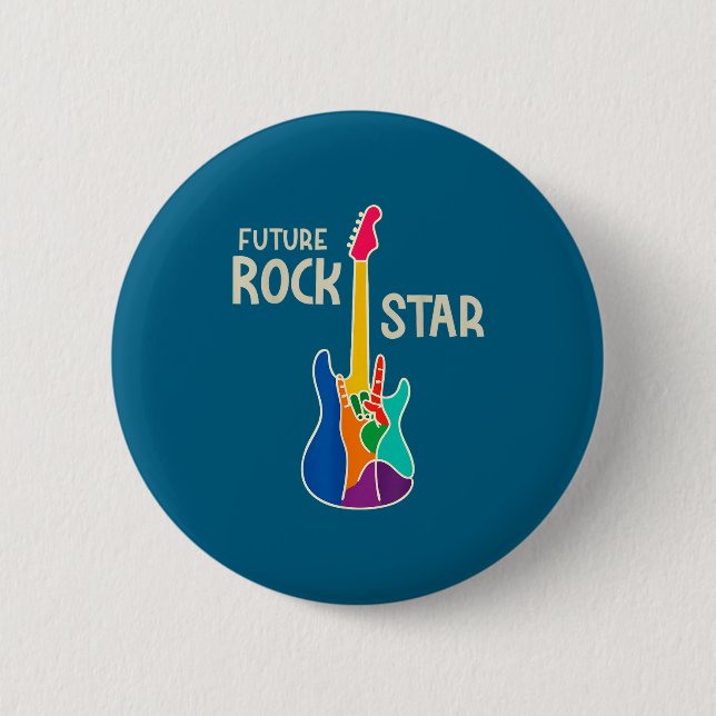 Boys Future Rock Star Guitar Hand Button (Front)