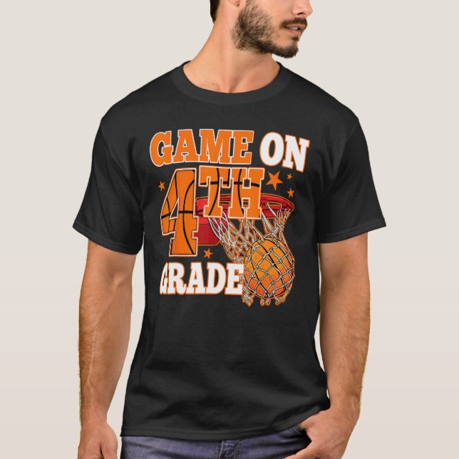Boys Game On 4th Grade Basketball Back To School T T-Shirt (Front)