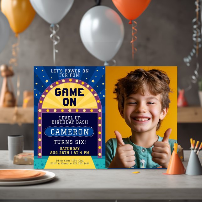 Boy's Game On Birthday Party with Photo Invitation (Creator Uploaded)