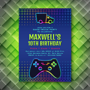 Boys' Game Truck Party Birthday Invitation