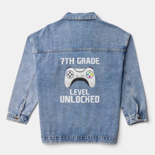 Boys Gamer 7th Grade Level Unlocked First Day Of S Denim Jacket