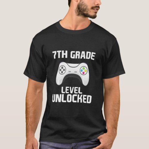 Boys Gamer 7th Grade Level Unlocked First Day Of S T_Shirt