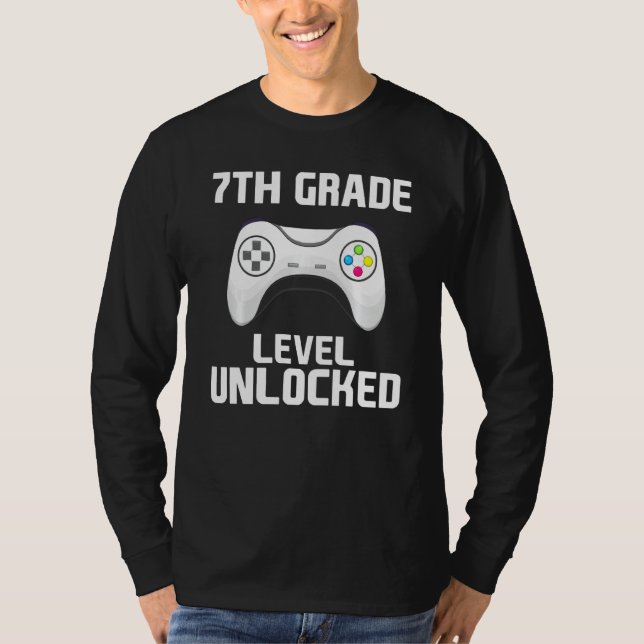 Boys Gamer 7th Grade Level Unlocked First Day Of S T-Shirt (Front)