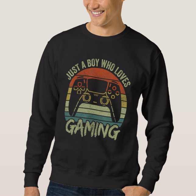 Boys Gamer Apparel Just A Boy Who Loves Gaming Sweatshirt (Front)