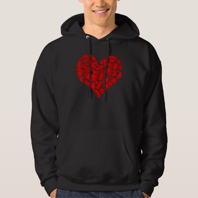 Boys Gamer  Game Heart Valentines Day  Men Kids Hoodie (Front)
