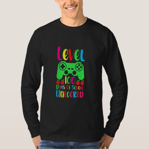 Boys Gamer Game Level 100 Days Of School Unlocked  T_Shirt