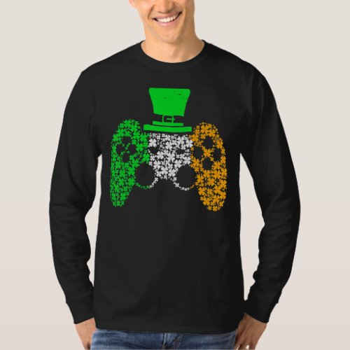 Boys Gamer Gift Game Lucky Shamrock St Patricks Da T_Shirt