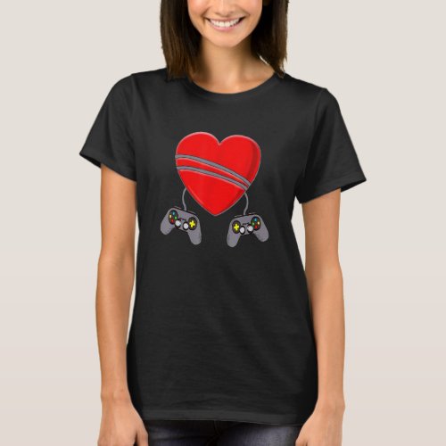 Boys Gamer Love Valentine S Day Video Game Control T_Shirt