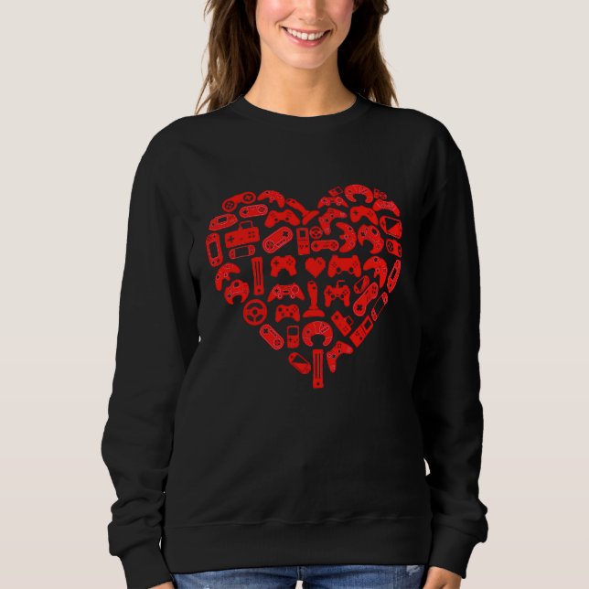 Boys Gamer Video Games Heart Valentines Day  Me Sweatshirt (Front)