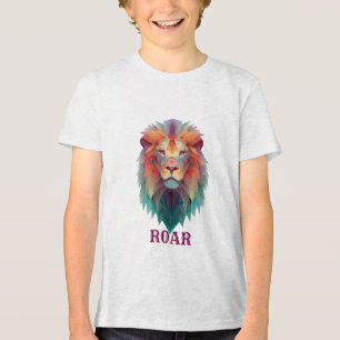 Boys Geometric Lion T-Shirt – Colorful Animal Grap Tri-Blend Shirt