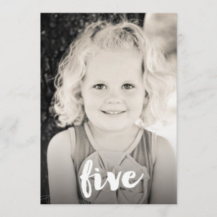 Boys Girls 5th Birthday Number Five Photo Overlay Invitation