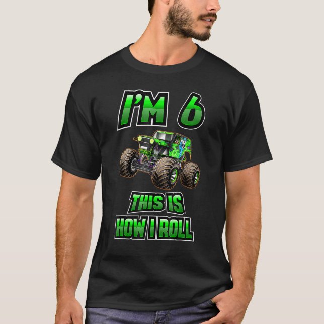 Boys Girls 6 Year Old 6th Birthday Kids Monster Tr T-Shirt (Front)