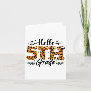 Boys Girls Back To School Hello 5th Grade Leopard  Card