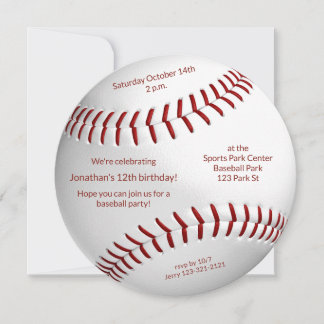 boys girls baseball softball birthday party announcement