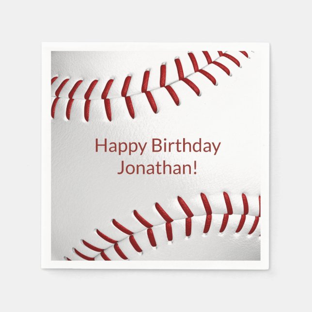 boys girls baseball softball party napkins (Front)