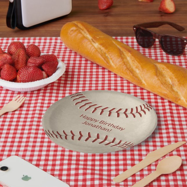 boys girls baseball softball party paper plates (Picnic)