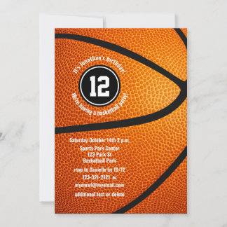 boys girls basketball birthday team celebration invitation
