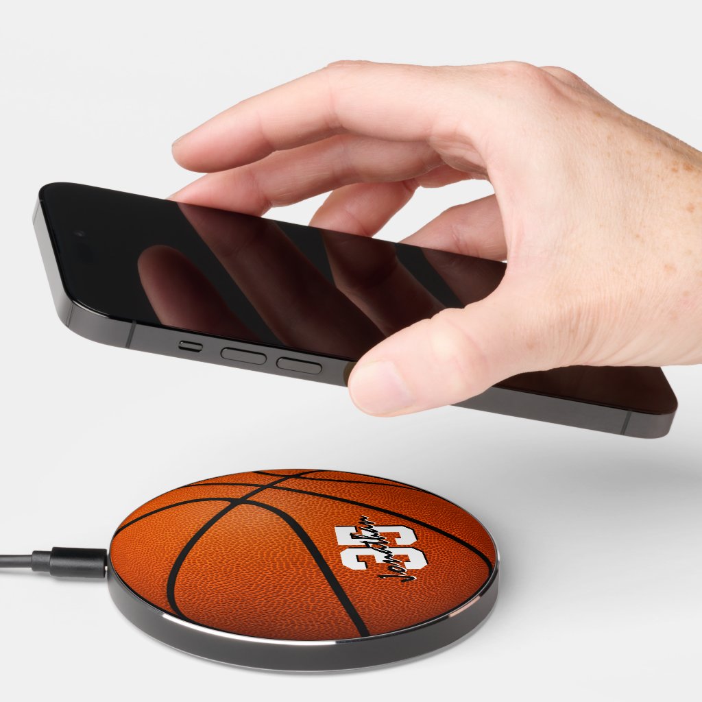 boys girls basketball personalized wireless charger