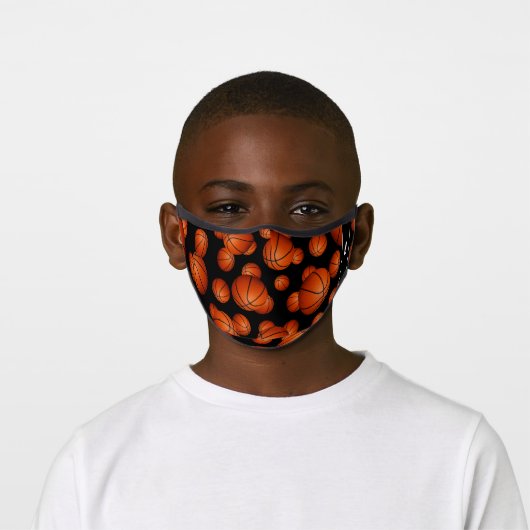 boys girls basketballs pattern monogrammed premium face mask (Worn)