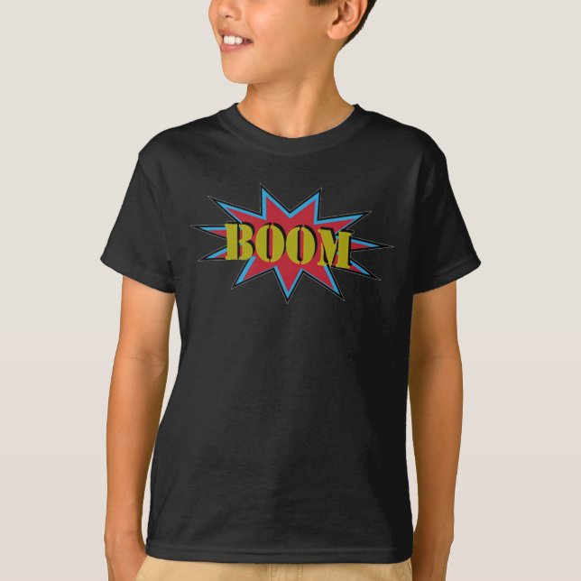 Boy's Girl's 'BOOM' Comic Tee - T-Shirt Top (Front)
