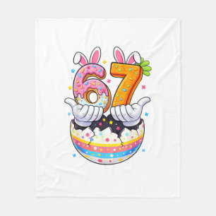 Boys Girls Easter Eggs Funny Bunny Six Seven 67 Me Fleece Blanket