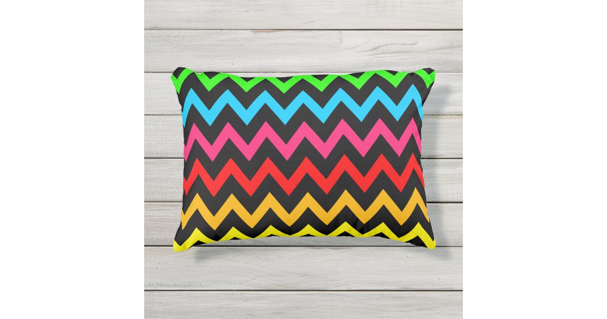 Boys Girls Home Decor Colorful Neon Rainbow Outdoor Pillow