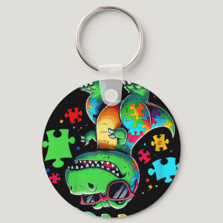 Boys Girls Kids Autism Awareness Dinosaur T-shirt. Keychain