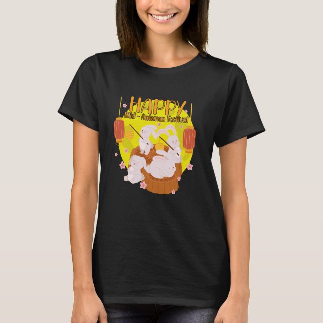 Boys Girls Mid-Autumn Festival Rabbit Mooncake Moo T-Shirt (Front)