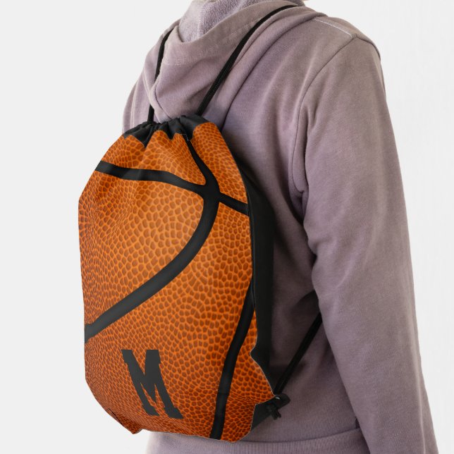 boys girls monogrammed basketball drawstring bag (Insitu)