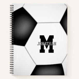 boys girls monogrammed soccer spiral notebook