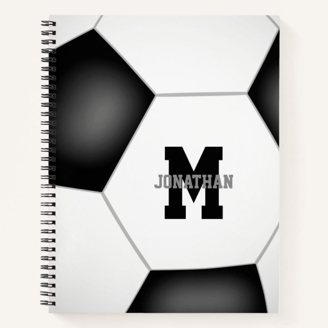 boys girls monogrammed soccer spiral notebook (Front)