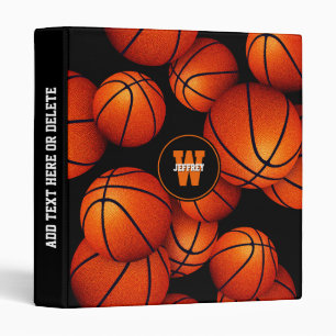 boys girls monogrammed sports gifts basketballs 3 ring binder