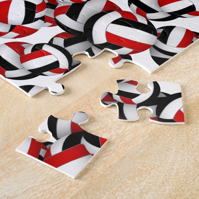 boys girls name red black volleyball team colors jigsaw puzzle (Side)