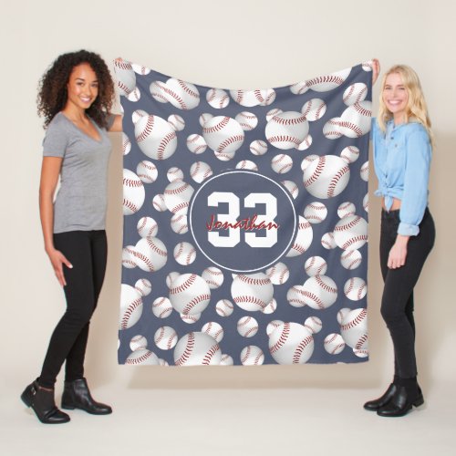 boys girls personalized baseball softball pattern fleece blanket