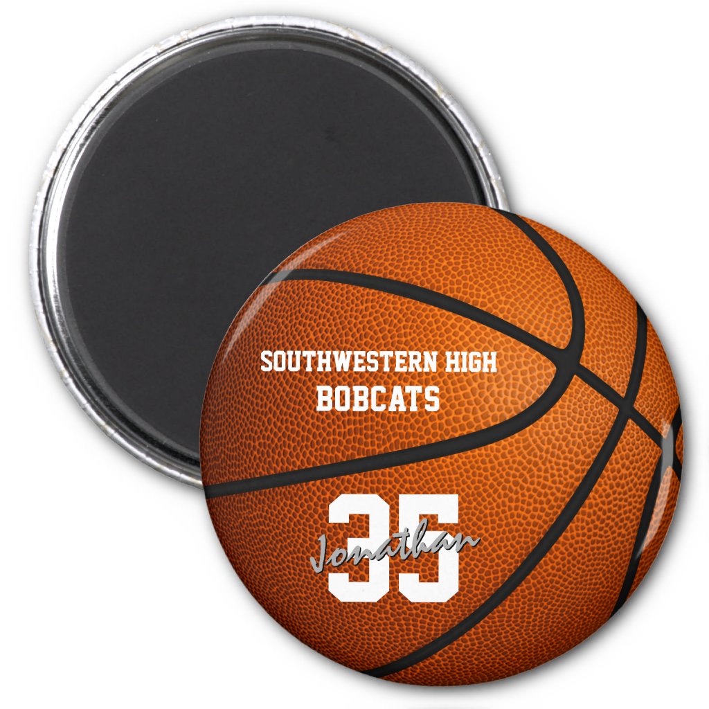 boys girls personalized basketball magnet