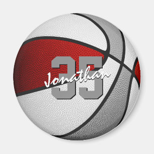 boys girls red gray basketball team colors magnet