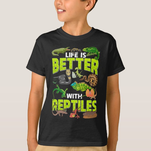 Boys Girls Reptiles Lizard Gecko Bearded Dragon T-Shirt (Front)