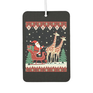 Boys Girls Santa Claus Riding Giraffe Sleigh Ugly Air Freshener