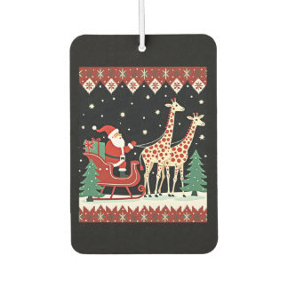 Boys Girls Santa Claus Riding Giraffe Sleigh Ugly Air Freshener