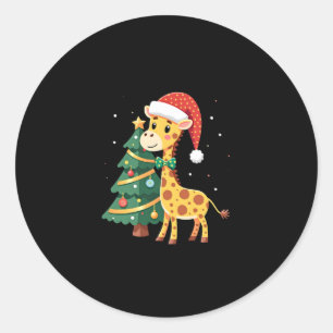 Boys Girls Santa Claus Riding Giraffe Sleigh Ugly  Classic Round Sticker
