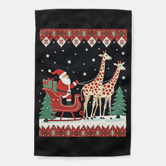 Boys Girls Santa Claus Riding Giraffe Sleigh Ugly Garden Flag