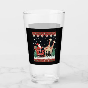Boys Girls Santa Claus Riding Giraffe Sleigh Ugly Glass