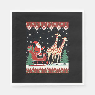 Boys Girls Santa Claus Riding Giraffe Sleigh Ugly Napkins