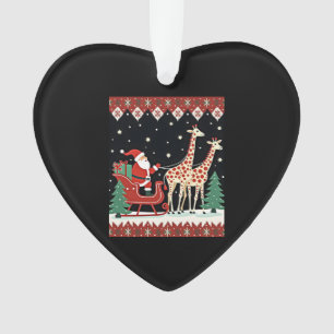 Boys Girls Santa Claus Riding Giraffe Sleigh Ugly Ornament