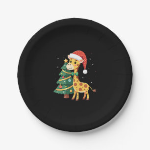 Boys Girls Santa Claus Riding Giraffe Sleigh Ugly Paper Plates