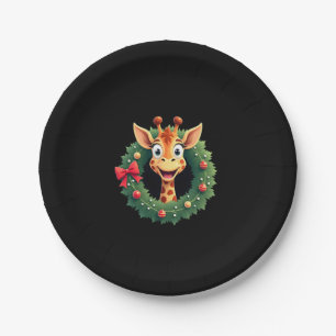 Boys Girls Santa Claus Riding Giraffe Sleigh Ugly Paper Plates