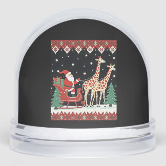 Boys Girls Santa Claus Riding Giraffe Sleigh Ugly Snow Globe