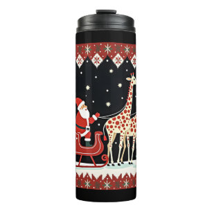 Boys Girls Santa Claus Riding Giraffe Sleigh Ugly Thermal Tumbler