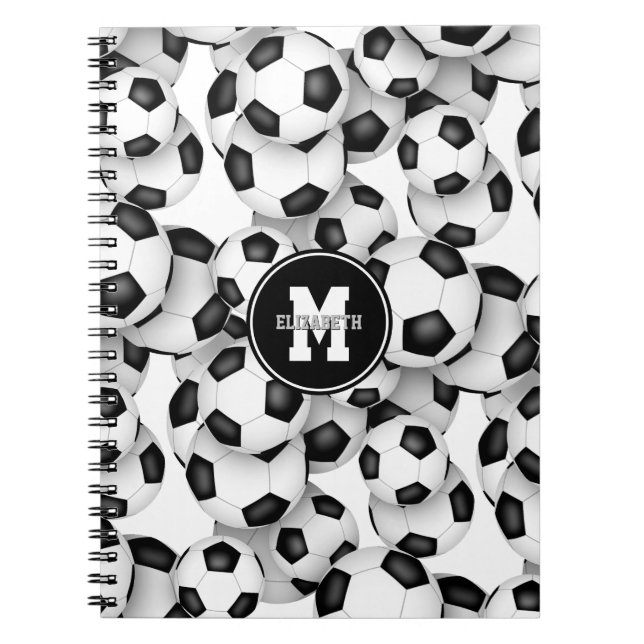 boys girls soccer balls pattern sports notebook (Front)