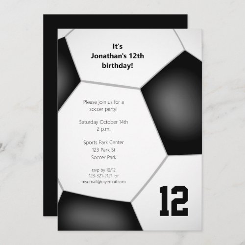 boys girls soccer birthday sports party invitation